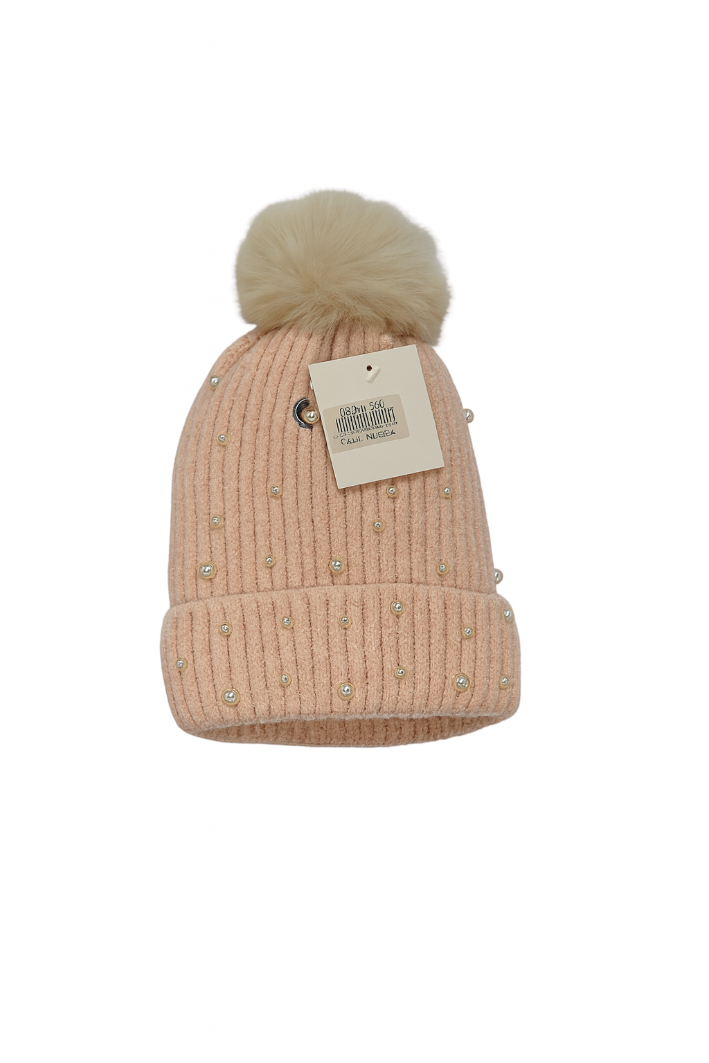 1 Beanie Pearl-Studded Pom Pom Winter Beanie – Soft Knit, Cozy & Stylish Cold-Weather Hat (Multiple Colors)