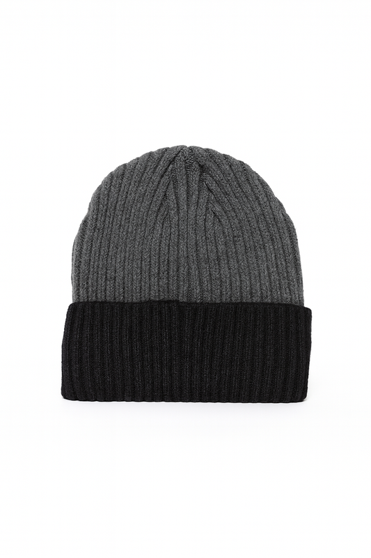 Men’s Thick Two-Tone Knit Beanie – Ultra Soft & Warm Lined Winter Hat