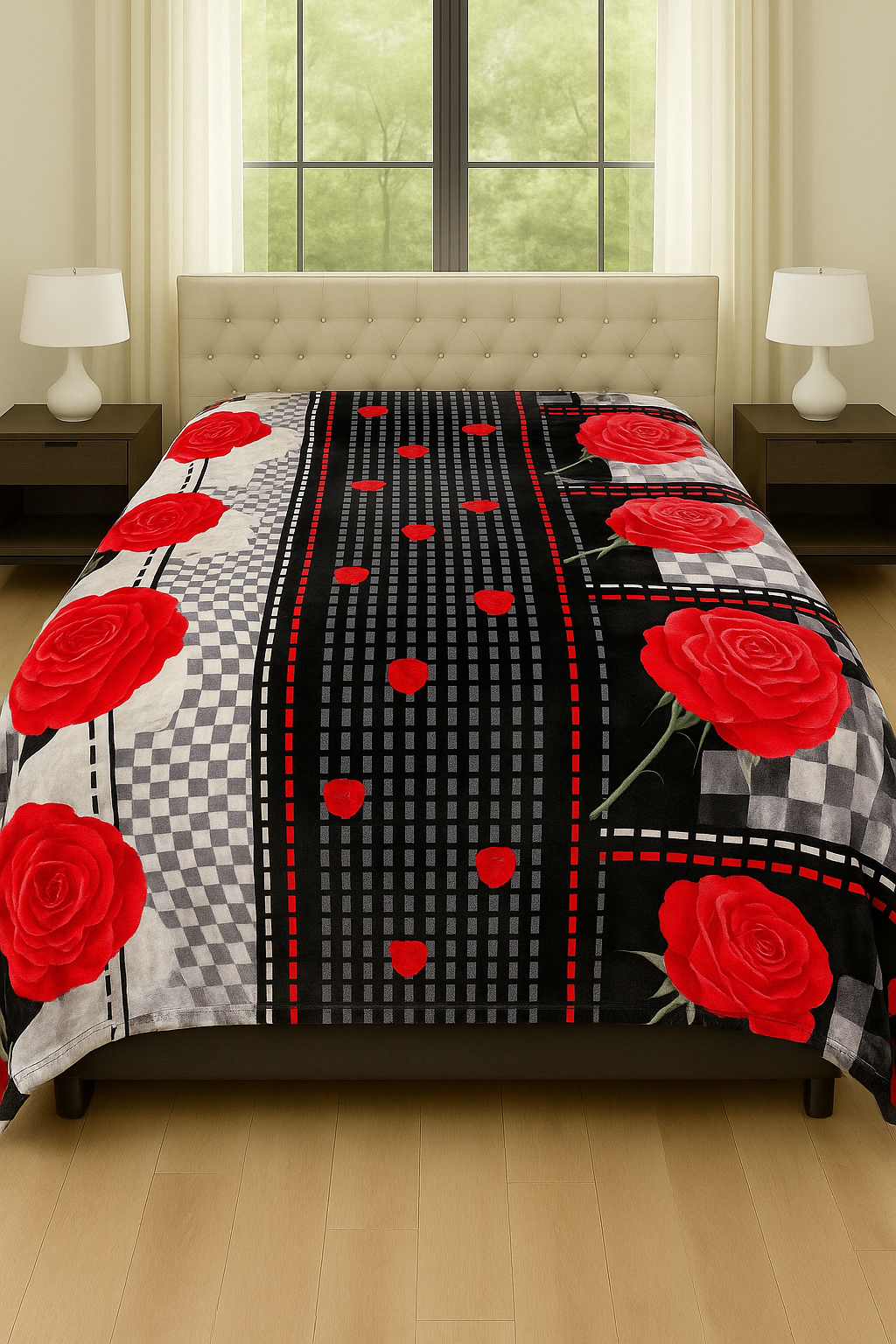 Ultra Soft Double-Sided California King Blanket – High-Definition Wolf/Lion Design