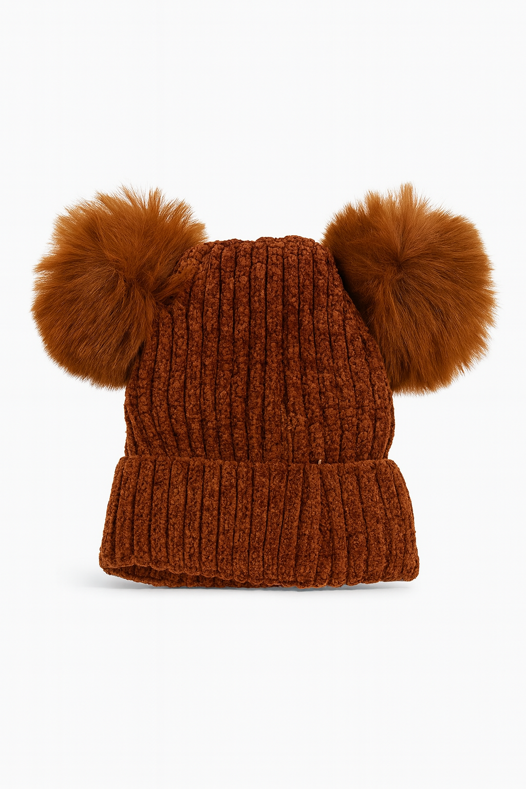 Kids Fuzzy Double Pom Pom Winter Beanie