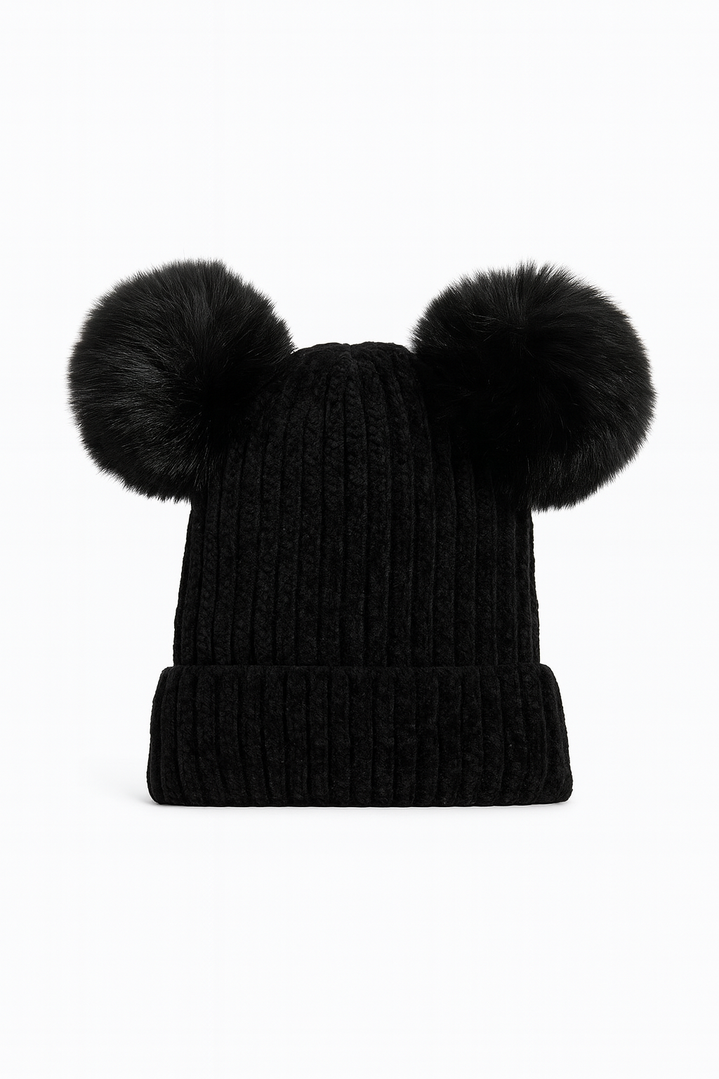 Kids Fuzzy Double Pom Pom Winter Beanie