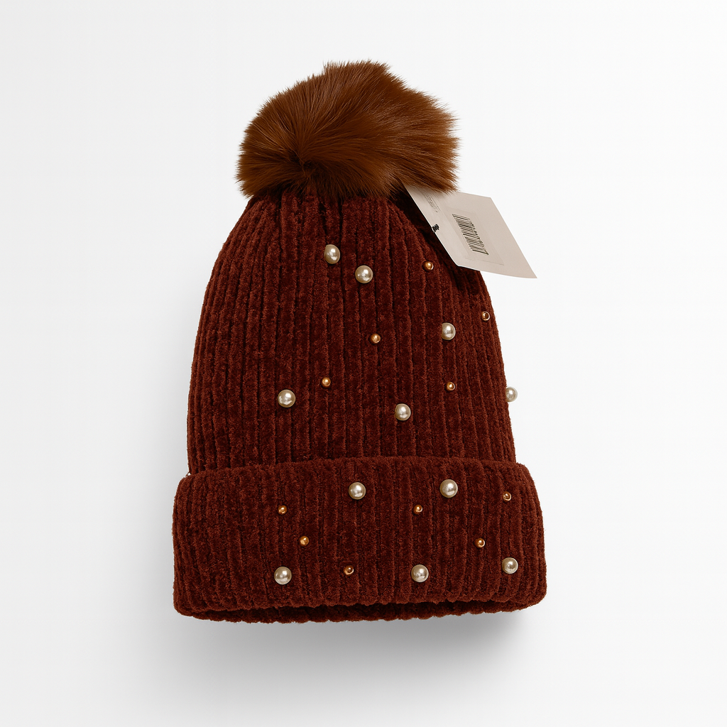 Luxury Pearl Pom-Pom Beanie Bundle (Set of 5) – Ultra Soft Winter Knit