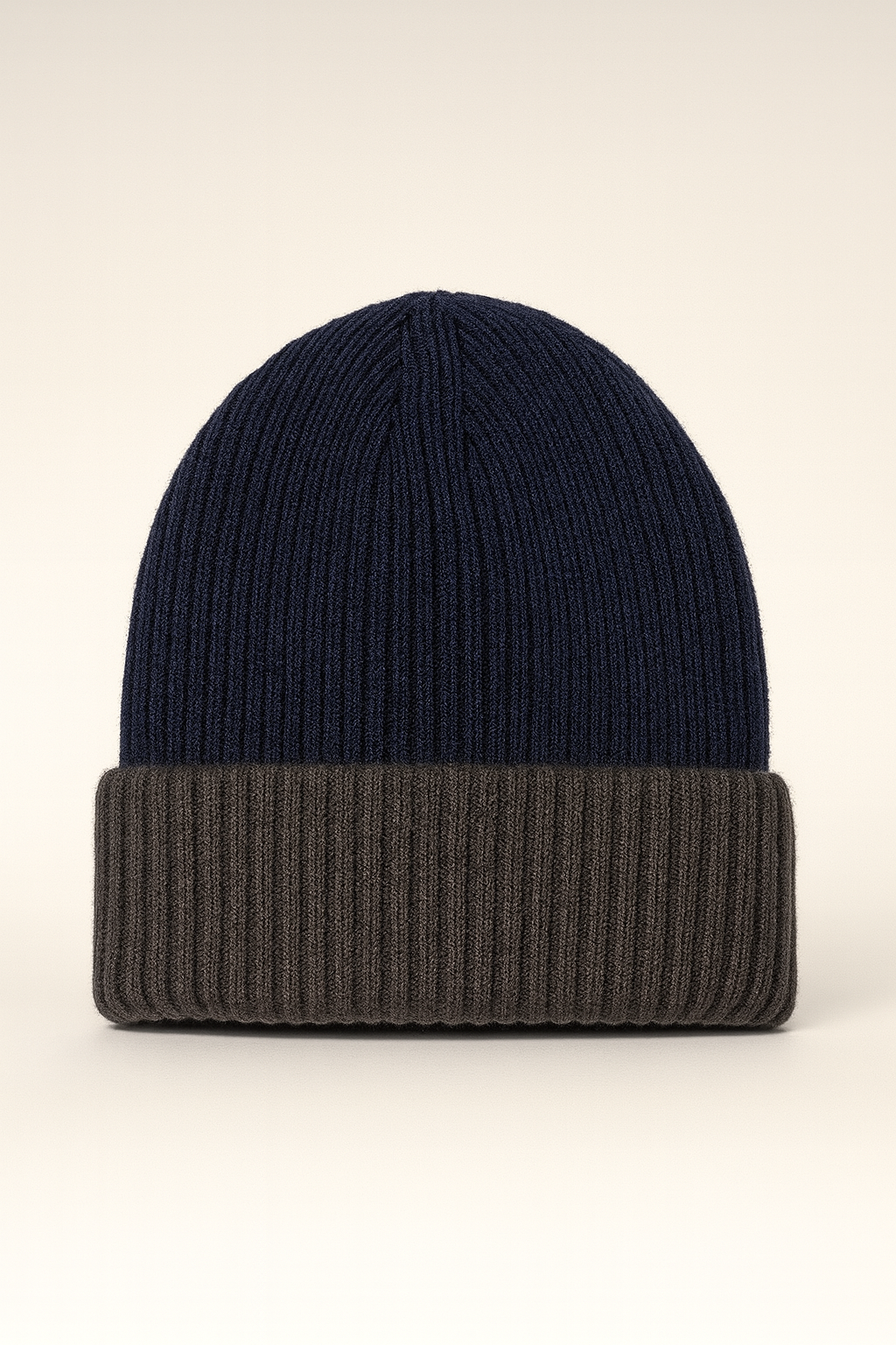 Men’s Thick Two-Tone Knit Beanie – Ultra Soft & Warm Lined Winter Hat