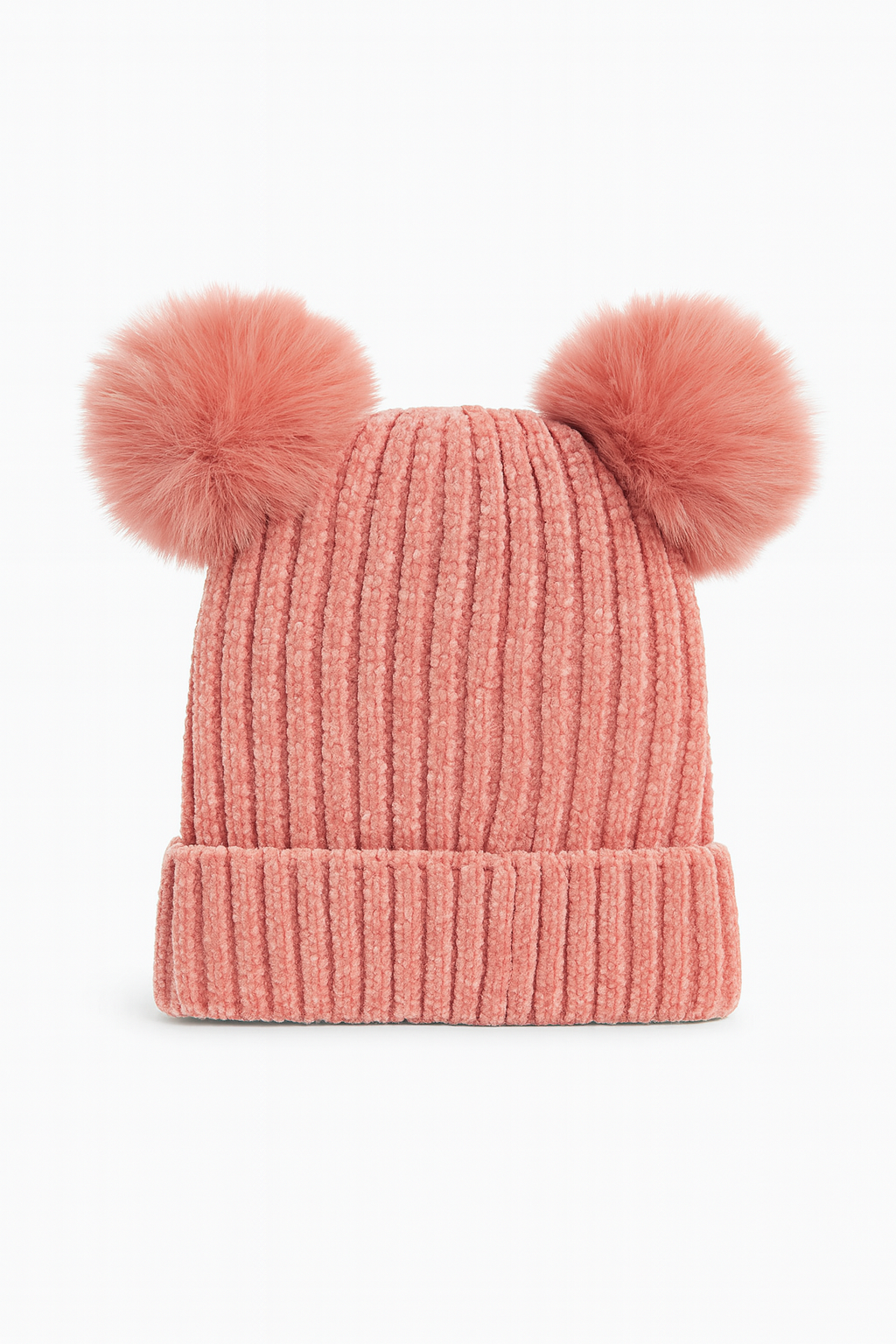 Kids Fuzzy Double Pom Pom Winter Beanie
