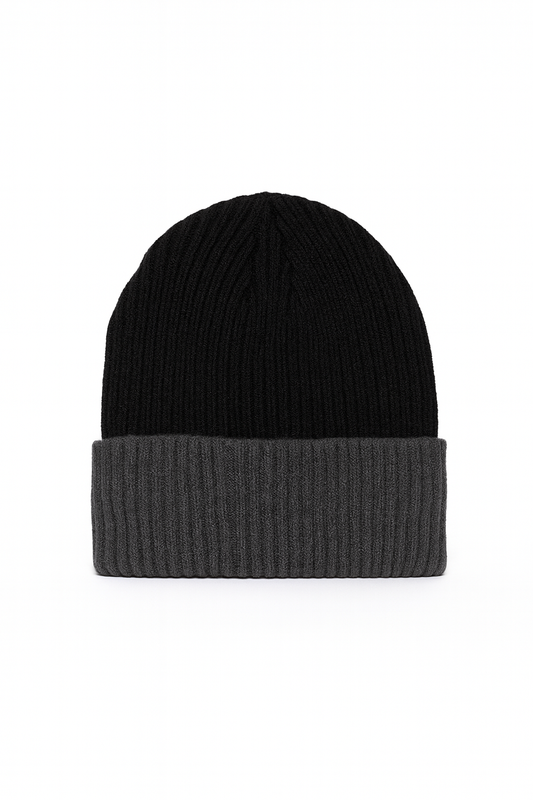 Men’s Thick Two-Tone Knit Beanie – Ultra Soft & Warm Lined Winter Hat
