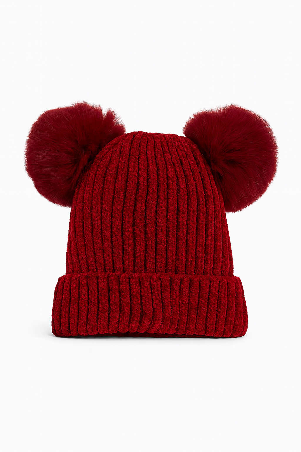 Kids Fuzzy Double Pom Pom Winter Beanie