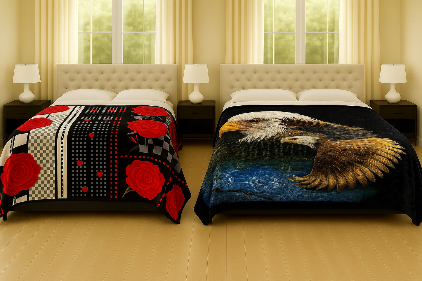 Ultra Soft Double-Sided California King Blanket – High-Definition Wolf/Lion Design