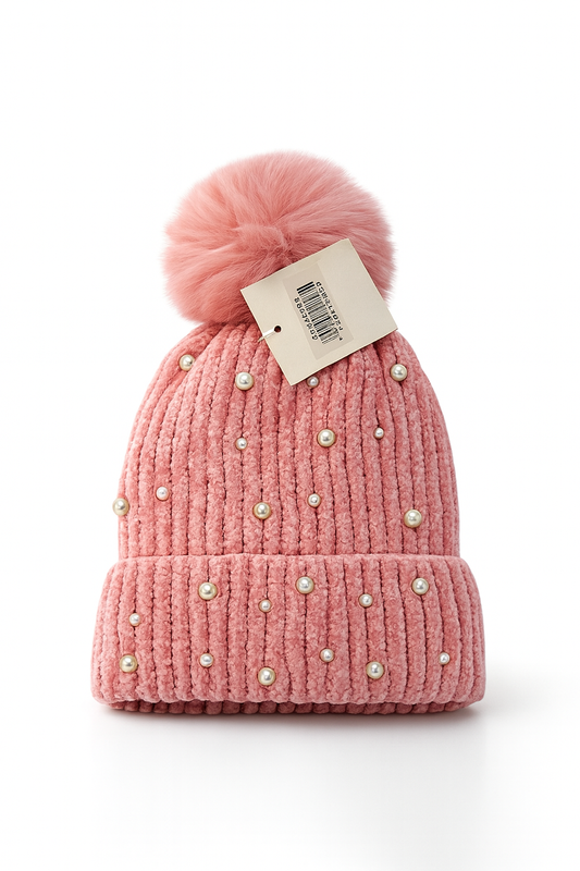 Luxury Pearl Pom-Pom Beanie Bundle (Set of 5) – Ultra Soft Winter Knit