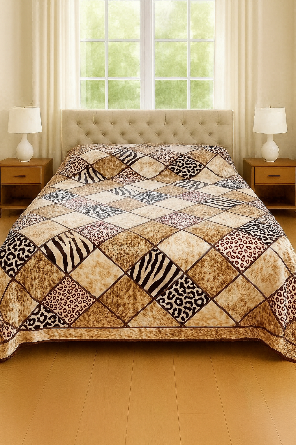 Ultra Soft Double-Sided California King Blanket – High-Definition Wolf/Lion Design